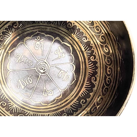 456 grammos tibeti mantrás hangtál 7 fémből zöld brokát alátéttel - videoval