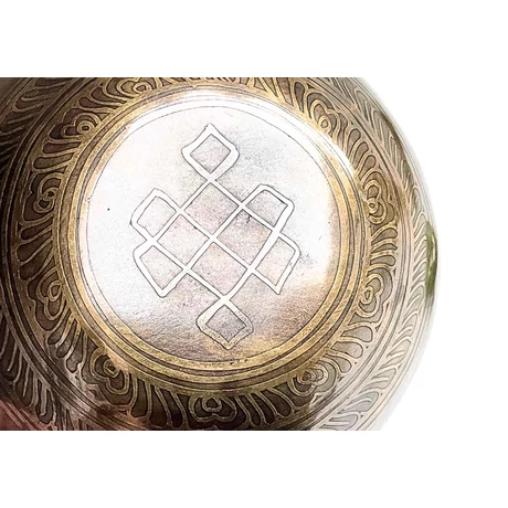 456 grammos tibeti mantrás hangtál 7 fémből zöld brokát alátéttel - videoval