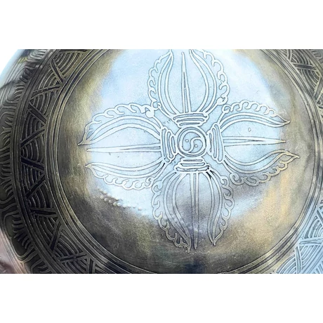 Gyógyító Buddha hangtál 7 fémből kék brokáttal és ütővel - videoval