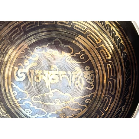 257 grammos tibeti mantrás hangtál 7 fémből napsárga brokát alátéttel - videoval