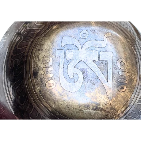 257 grammos tibeti mantrás hangtál 7 fémből napsárga brokát alátéttel - videoval