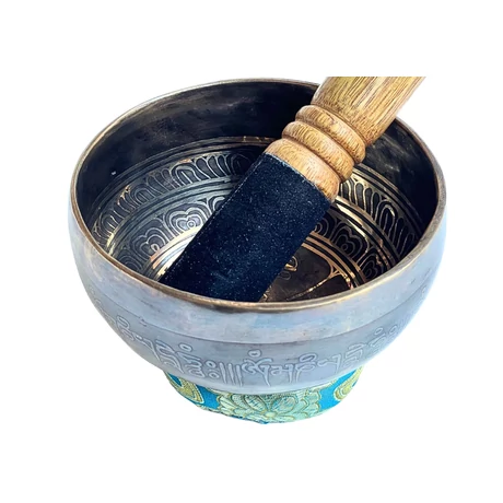 419 grammos tibeti mantrás hangtál 7 fémből türkiz brokát alátéttel - videoval