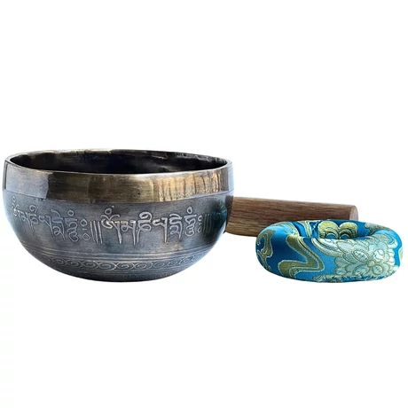419 grammos tibeti mantrás hangtál 7 fémből türkiz brokát alátéttel - videoval