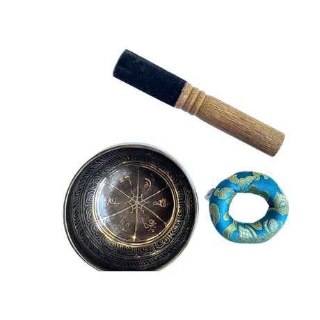 419 grammos tibeti mantrás hangtál 7 fémből türkiz brokát alátéttel - videoval