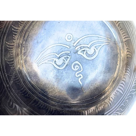 552 grammos tibeti mantrás hangtál 7 fémből zöld brokát alátéttel - videoval