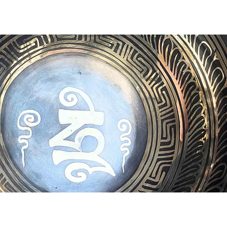 552 grammos tibeti mantrás hangtál 7 fémből zöld brokát alátéttel - videoval