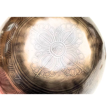 545 grammos tibeti mantrás hangtál 7 fémből napsárga brokát alátéttel - videoval