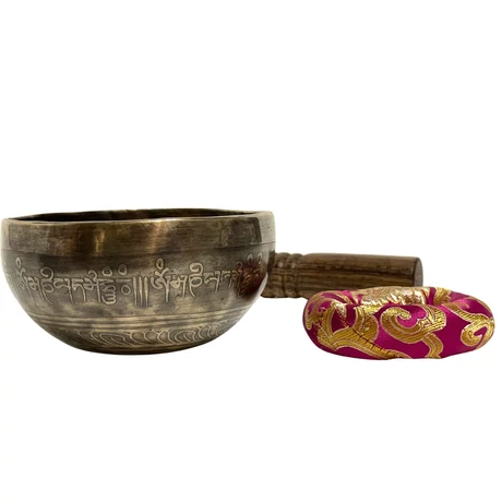 295 grammos tibeti mantrás hangtál 7 fémből bíbor brokát alátéttel - videoval