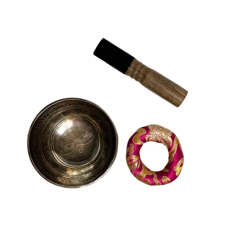 295 grammos tibeti mantrás hangtál 7 fémből bíbor brokát alátéttel - videoval