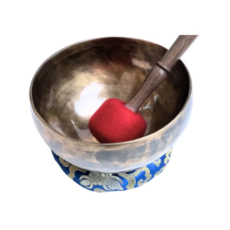 Torokcsakra tibeti hangtál kék brokát alátéttel - videoval