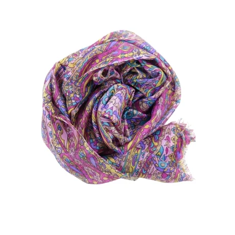 Leanderrózsaszín alapon óriás paisley mintás 100% valódi hernyóselyem sál 70x180 cm