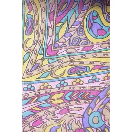 Leanderrózsaszín alapon óriás paisley mintás 100% valódi hernyóselyem sál 70x180 cm