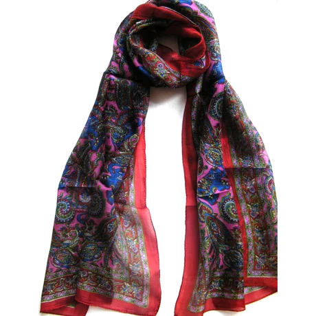 Mintás selyem sál India Ragyogása 100% valódi selyem 50x170cm