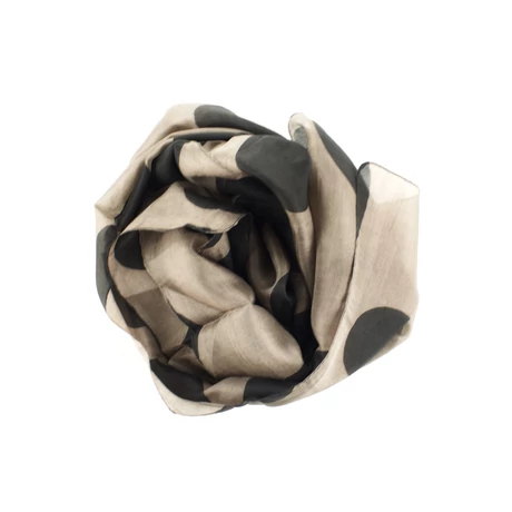 Biscmark barna alapon hollófekete óriás pöttyös 100% valódi hernyóselyem sál