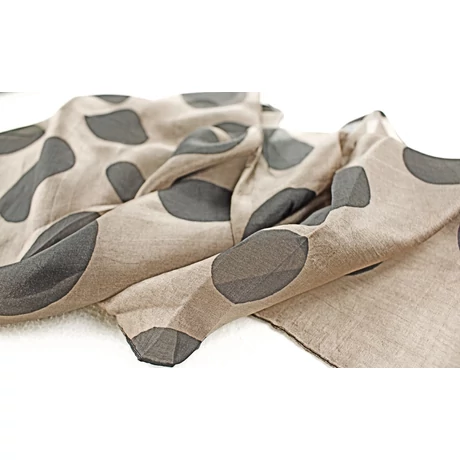 Biscmark barna alapon hollófekete óriás pöttyös 100% valódi hernyóselyem sál