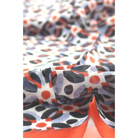 Pipacspiros bordűrös mintás 100% valódi hernyóselyem sál 50x180cm