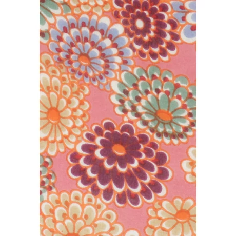 Rosészín alapon virágmintás 100% valódi hernyóselyem sál 50x180cm