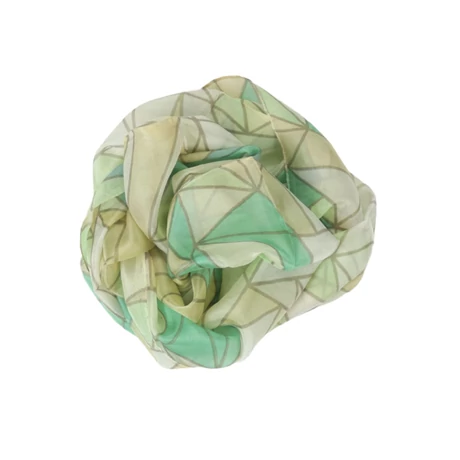 Geometriai mintás topázzöld és vaníliasárga árnyalataiban 100% valódi hernyóselyem sál 50x180cm