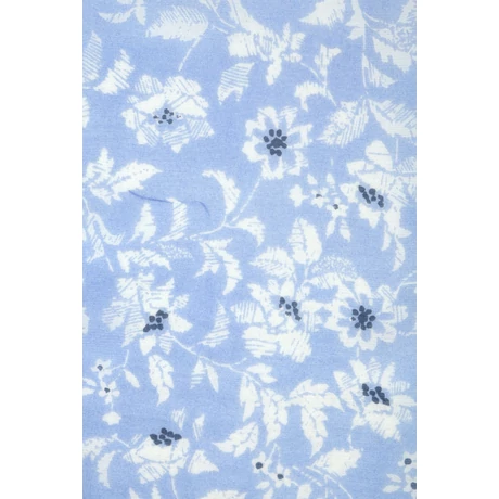 Lenkék alapon apró virágmintás 100% valódi hernyóselyem sál 50x180cm