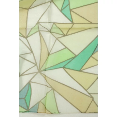 Geometriai mintás topázzöld és vaníliasárga árnyalataiban 100% valódi hernyóselyem sál 50x180cm