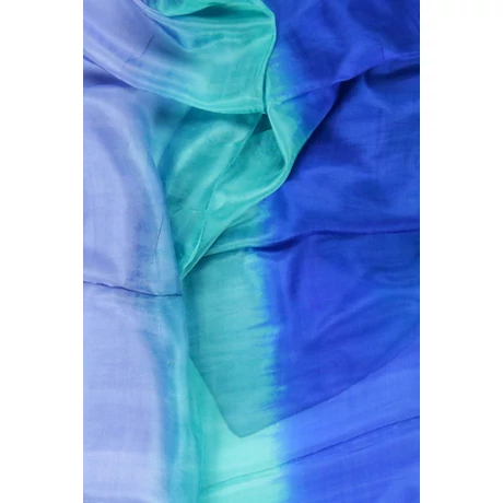 Türkizkék és tengerészkék 100% valódi hernyóselyem sál 50x180cm