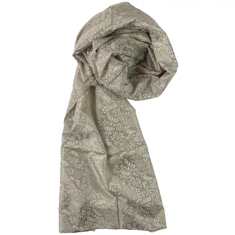 Óarany alapon liliomfehér virág mintás 100% valódi hernyóselyem sál 50x180cm