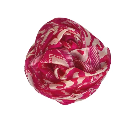 Schiaparelli rózsaszín alapon mintás 100% valódi hernyóselyem sál 50x180cm