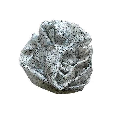 Hermelinfehér alapon acélkék és hollófekete mintás 100% valódi hernyóselyem sál 50x180cm