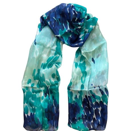 kek-zold-feher-turkiz-valodi-selyem-sal