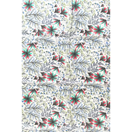 Jázminfehér alapon virágmintás 100% valódi hernyóselyem sál 50x180 cm