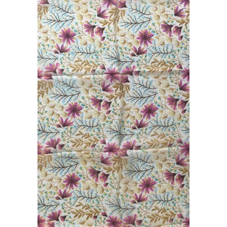 Liliomfehér alapon virágmintás 100% valódi hernyóselyem sál 50x180 cm