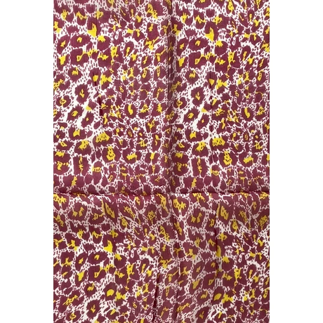 Leopárdmintás burgundyvörös és császársárga színű 100% valódi hernyóselyem sál 50x180 cm