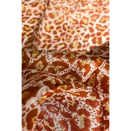 Leopárdmintás téglavörös és barokksárga színű 100% valódi hernyóselyem sál 50x180 cm