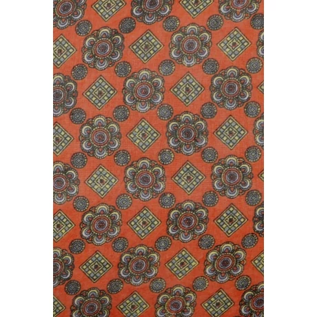 Bécsivörös alapon mintás 100% valódi hernyóselyem sál 100x180 cm