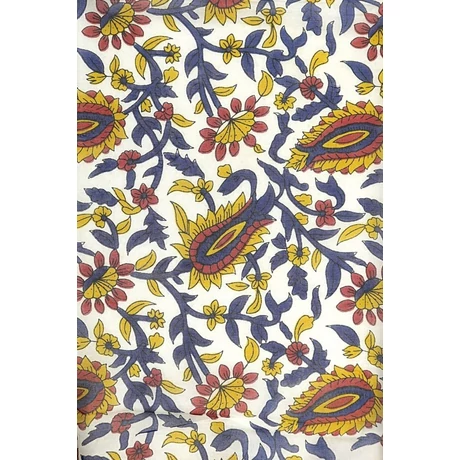 Liliomfehér alapon virágmintás 100% valódi hernyóselyem sál 100x180 cm
