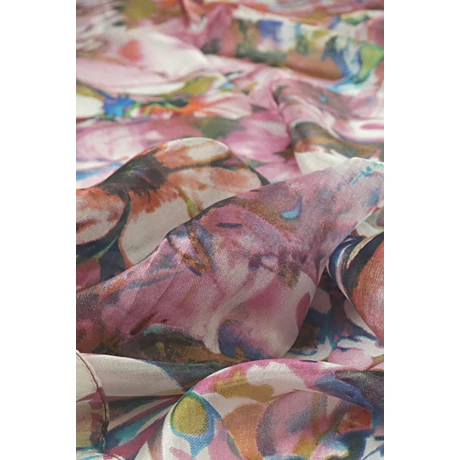 Akvarell hatású virágmintás 100% valódi hernyóselyem sál 100x180 cm