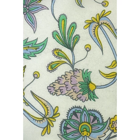 Krókuszsárga keretben virágmintás 100% valódi hernyóselyem sál 100x180 cm