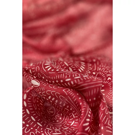 Toszkánvörös alapon mintás 100% valódi hernyóselyem sál 100x180 cm