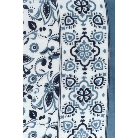 Angolkék bordűrös paisley mintás 100% valódi hernyóselyem sál 100x180 cm