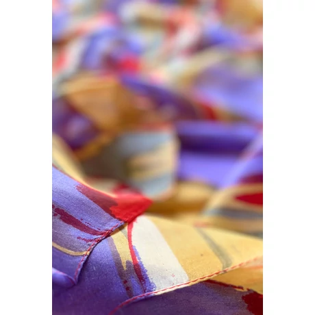 Lila, bordó, okker, piros, zöld, acél mintás 100% valódi hernyóselyem sál 100x180 cm