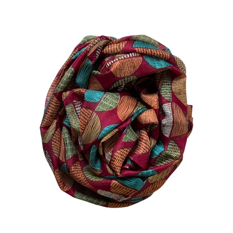 Burgundy alapon mintás 100% valódi hernyóselyem sál 100x180 cm
