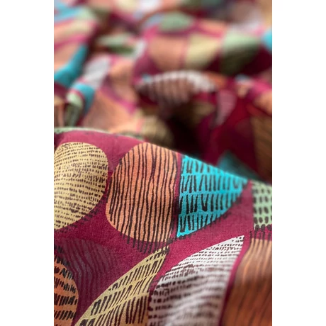 Burgundy alapon mintás 100% valódi hernyóselyem sál 100x180 cm