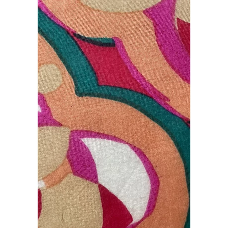 Lazacszín, amazonaszöld és bíbor mintás 100% valódi hernyóselyem sál 100x180 cm