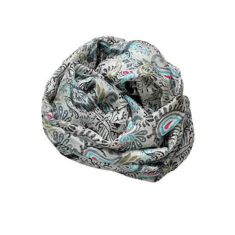 Ébenfekete modern paisley mintás 100% valódi hernyóselyem sál 100x180 cm