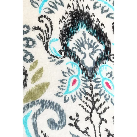 Ébenfekete modern paisley mintás 100% valódi hernyóselyem sál 100x180 cm