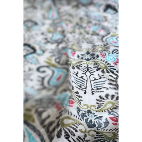 Ébenfekete modern paisley mintás 100% valódi hernyóselyem sál 100x180 cm