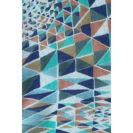Görögzöld, párizsikék, púderkék, mentazöld geometriai mintás 100% valódi hernyóselyem sál 100x180 cm