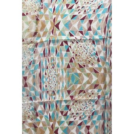 Égerszín alapon geometriai mintás 100% valódi hernyóselyem sál 100x180 cm