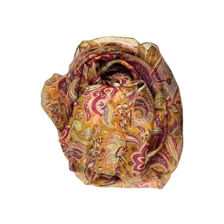 Teakfa alapon paisley mintás 100% valódi hernyóselyem sál 100x180 cm