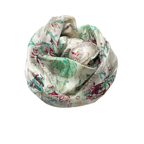 Bahama-beige alapon mintás 100% valódi hernyóselyem sál 100x180 cm